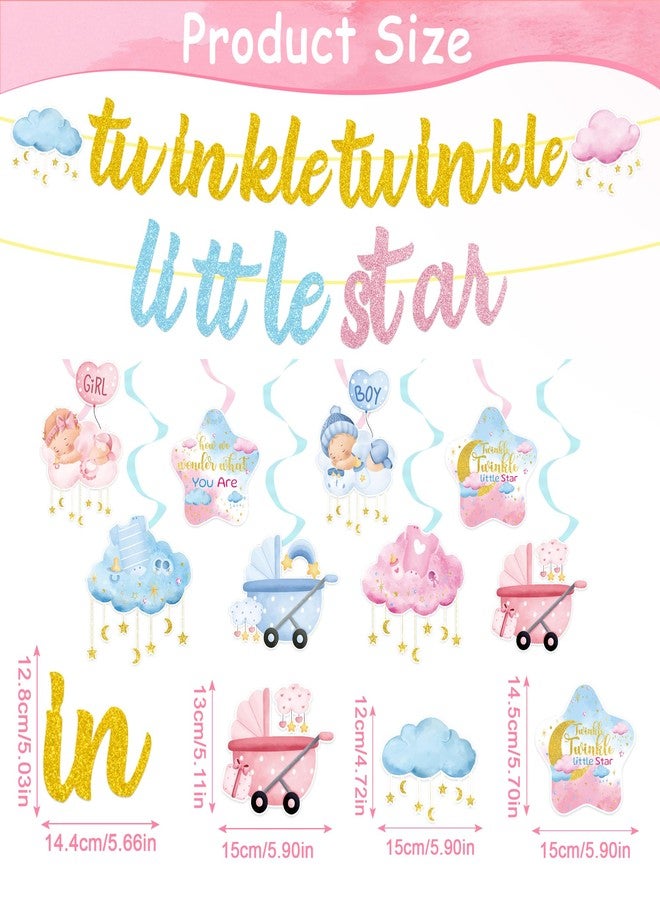 Romart Twinkle Twinkle Little Star Party Decorations, Twinkle Party Supplies Decor, Includes 2 Banners, 8 Swirls for Gender Reveal Baby Shower Parties - Image 3
