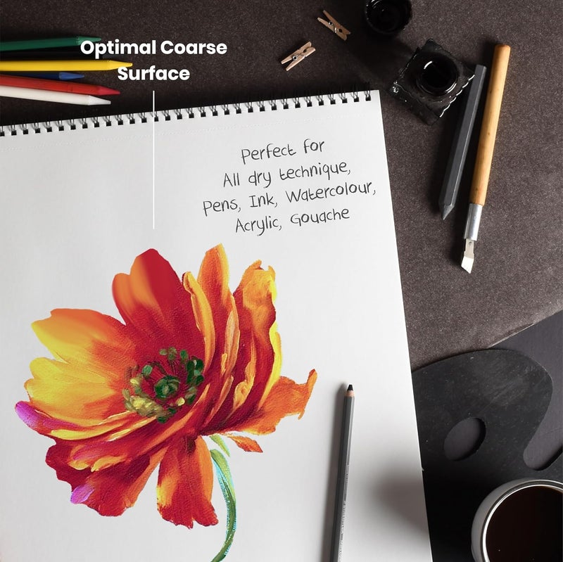 Scholar Scholar Artist Pad Expert 220 GSM Natural Shade Cartridge Paper Wiro Bound A4  - Image 4