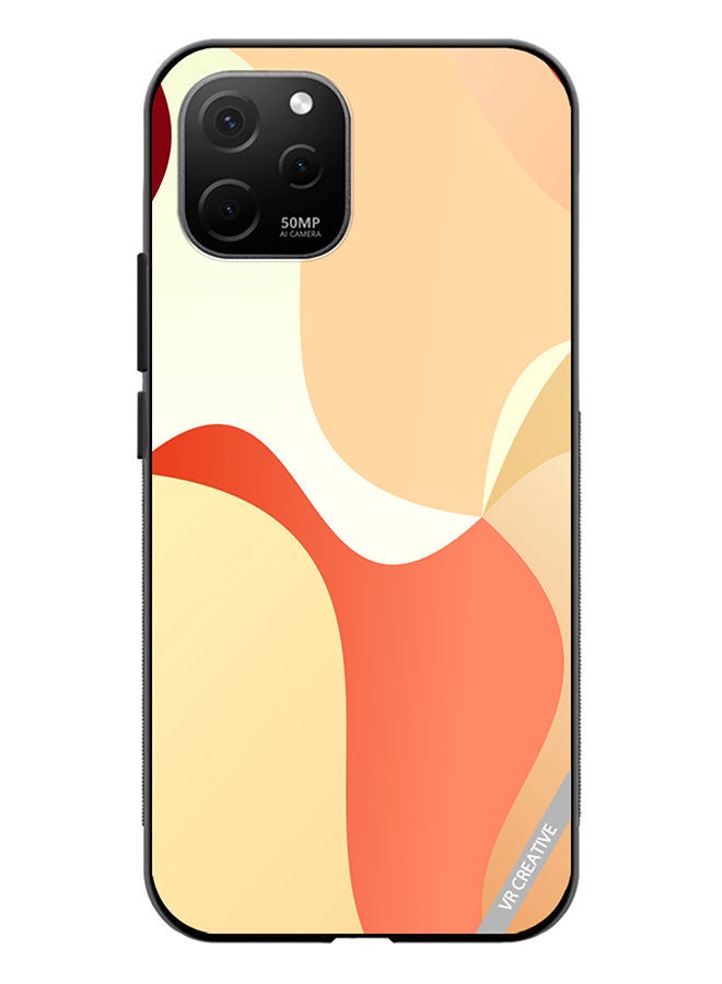 VR CREATIVE Protective Case Cover For Huawei Nova Y61 Light Orange Abstract Cambered Design Multicolour - Image 1