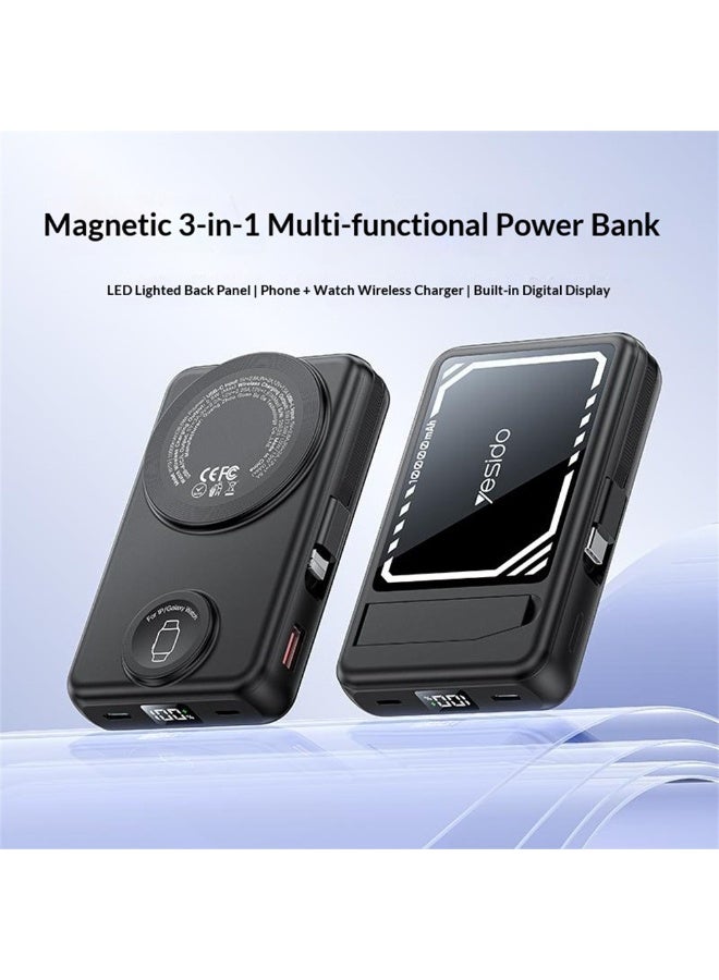 Yesido YP79 10000mAh Magnetic Wireless Power Bank 15W - All-in-One Fast Portable Charger with Built-in Cable, Digital Display & Apple/Samsung Watch Charger - Black - https://f.nooncdn.com/p/pzsku/Z9948F20A755EEB8DCE3AZ/45/_/1773629769/c0673fd9-bca8-4072-adc0-52aba689561e.jpg