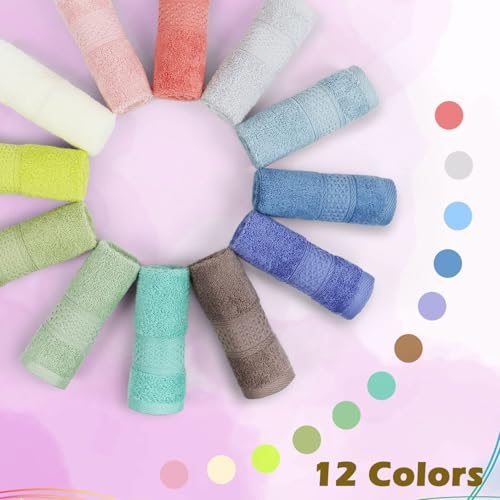 Cleanbear 100% Cotton Wash Cloths 12 Pack Bath Washcloths Facecloths, 13 by 13 Inches Large Bathroom Washcloth Set 12 Assorted Colors (Multi, 12) - Image 2