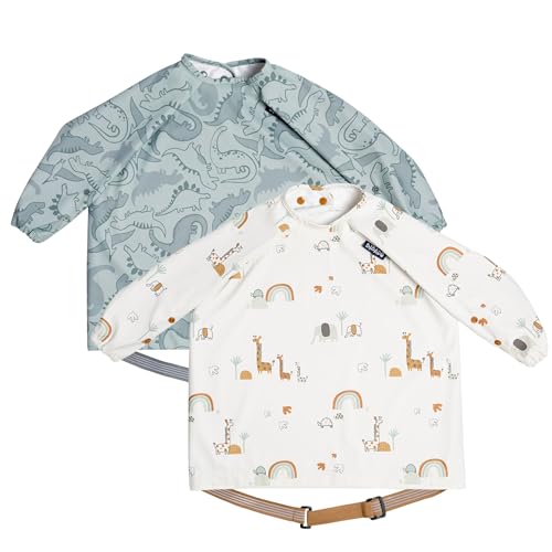 BIBaDO - Long Sleeve Baby Bibs - Babies & Toddlers 6-36 Months - Coverall Baby Led Weaning Bib - Easy Wipe, Soft & Waterproof - Image 1