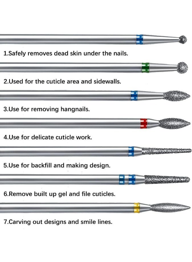 SWIUKPHE Nail Drill Bits Set, 14pcs Professional Rotary Burrs Diamond Cuticle Remover Bits Kit 3/32" Bits Manicure Pedicure Remover Tools for Acrylic Gel Nails Cuticle Manicure - Image 4