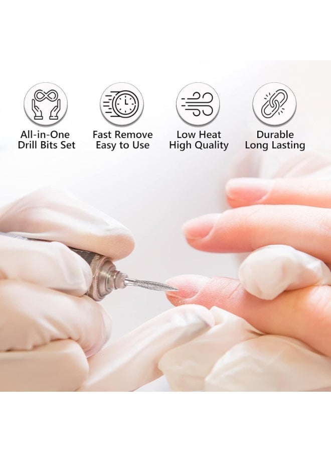 SWIUKPHE Nail Drill Bits Set, 14pcs Professional Rotary Burrs Diamond Cuticle Remover Bits Kit 3/32" Bits Manicure Pedicure Remover Tools for Acrylic Gel Nails Cuticle Manicure - Image 3