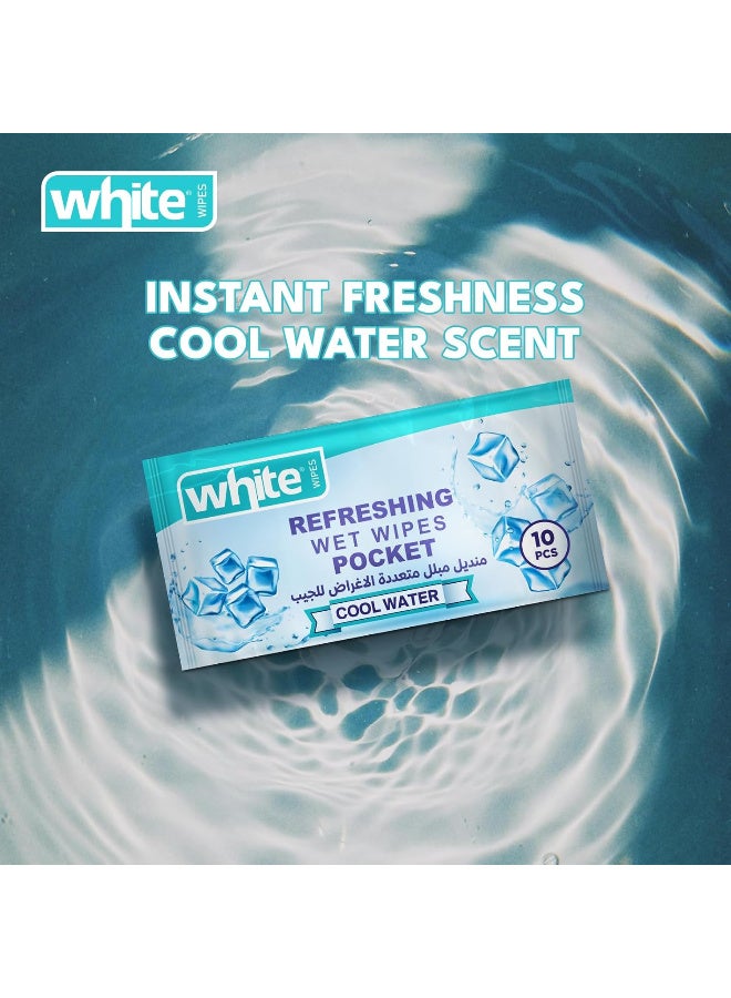 وايت مناديل مبلله جيب كول ووتر 6 عبوات * 10 مناديل مضادة للبكتيريا (متعددة الأغراض) - Image 2