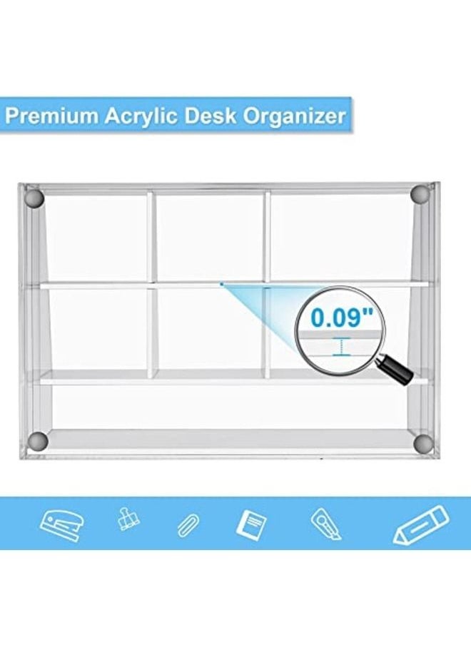 SMARTPOINTS - Acrylic Desk Organizer, Upgraded Clear Pencil Organizer for Desk, 7 Compartments Stationary Pen Organizer Storage with Drawer, for Office Supply, 500+ Pencils Capacity - Image 1