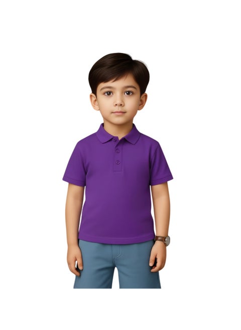 تيشيرت بولو أساسي للجنسين للأطفال 230 GSM (بنفسجي)