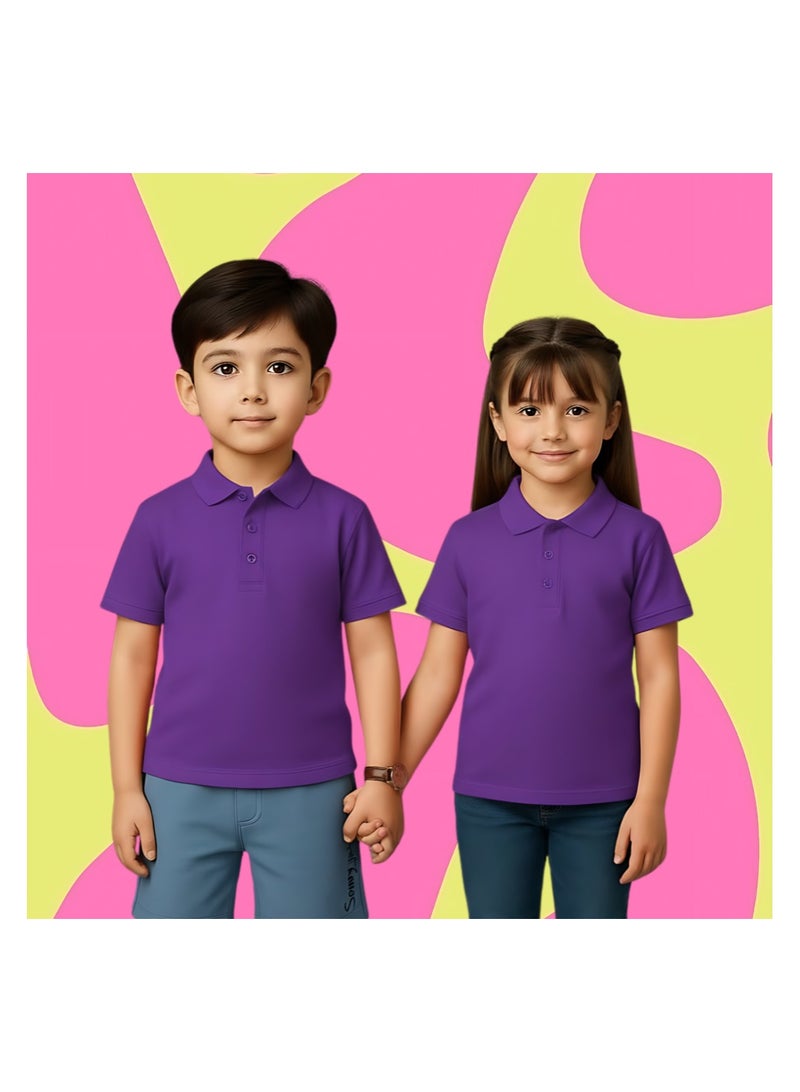 برينت شوب فور مي تيشيرت بولو أساسي للجنسين للأطفال 230 GSM (بنفسجي) - Image 3