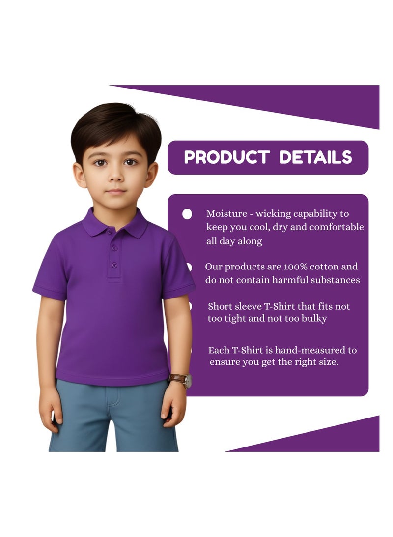برينت شوب فور مي تيشيرت بولو أساسي للجنسين للأطفال 230 GSM (بنفسجي) - Image 4