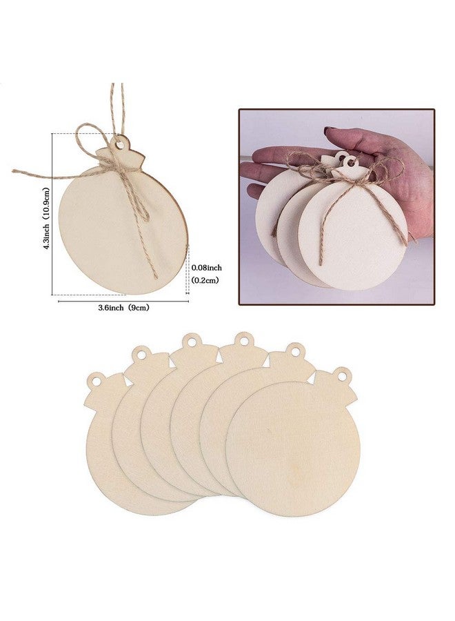 OurWarm 50Pcs Round Christmas Wooden Ornaments For Crafts, 4" Unfinished Wood Ornaments Blank Predrilled Natural Wood Slices, Diy Christmas Tree Ornaments Hanging Decorations - Image 2