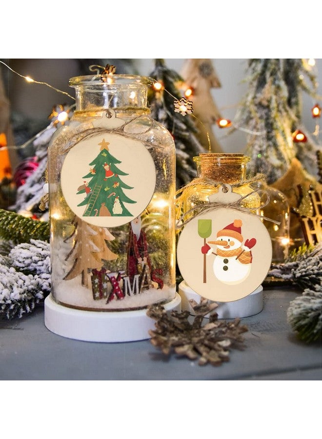 OurWarm 50Pcs Round Christmas Wooden Ornaments For Crafts, 4" Unfinished Wood Ornaments Blank Predrilled Natural Wood Slices, Diy Christmas Tree Ornaments Hanging Decorations - Image 4