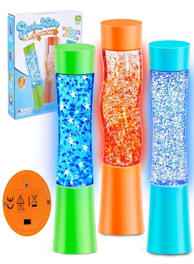 Subao 3 Pack Light Up Sensory Tubes with Switch Anxiety Relief Items,Fidget Toys for Kids&Adults,Sensory Toys for Kids with Autism Calm Down Corner Supplies,Preschool&Kindergarten Classroom Must Haves - Image 1