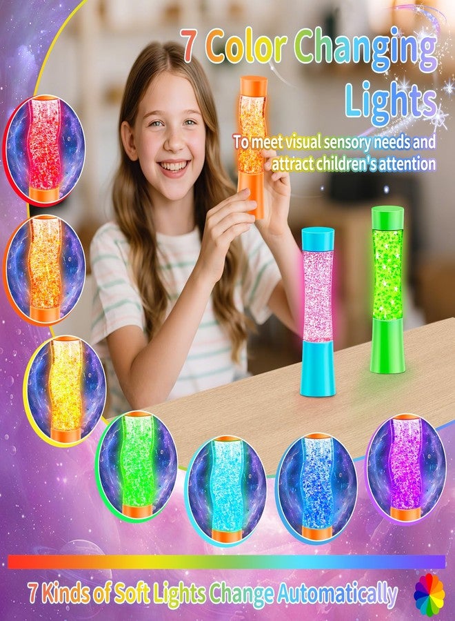 Subao 3 Pack Light Up Sensory Tubes with Switch Anxiety Relief Items,Fidget Toys for Kids&Adults,Sensory Toys for Kids with Autism Calm Down Corner Supplies,Preschool&Kindergarten Classroom Must Haves - Image 2