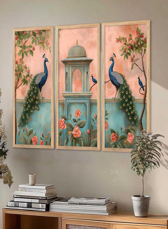 kotart Traditional Big Size Wall Painting With Frame For Living Room Bed Room Hotel Wall Décor Digital Reprint Engineered Wood Set of 3 (Art 3, 13x25 inch, Framed) - Image 1