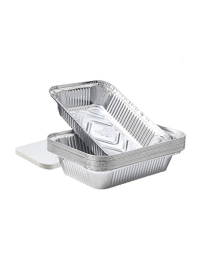 Tru Aluminum Containers with Lid 8389 10Pcs 890ml 14cmx 21cmx4cm Silver - Image 3