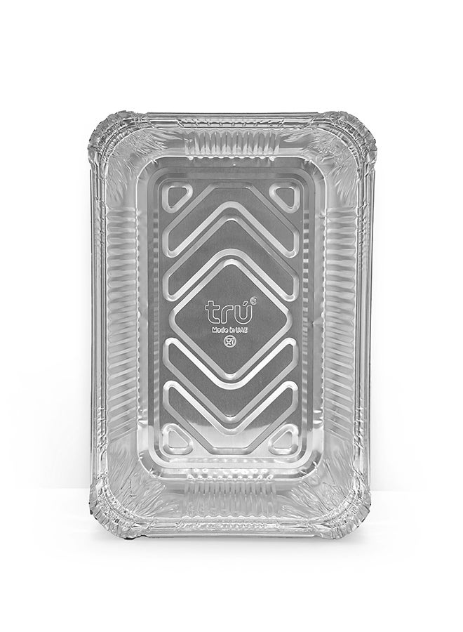 Tru Aluminum Containers with Lid 8389 10Pcs 890ml 14cmx 21cmx4cm Silver - Image 2