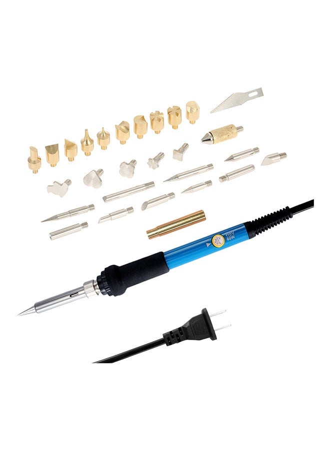 NIBEMINENT 28-Piece Electric Welding Soldering Iron Kit Carving Pyrography Tool Multicolour 20.5 x 14.5 4centimeter