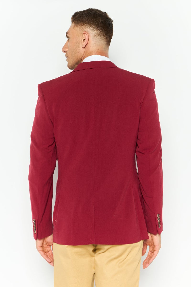Asos Design Men Regular Fit Plain Suit Jacket, Burgundy - Image 2