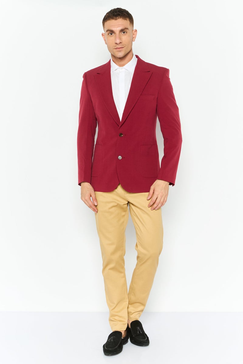 Asos Design Men Regular Fit Plain Suit Jacket, Burgundy - Image 4