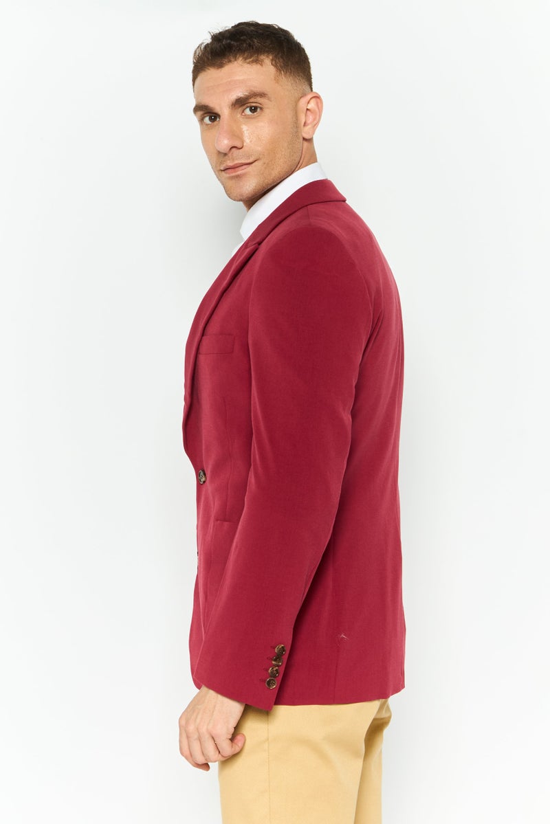 Asos Design Men Regular Fit Plain Suit Jacket, Burgundy - Image 3