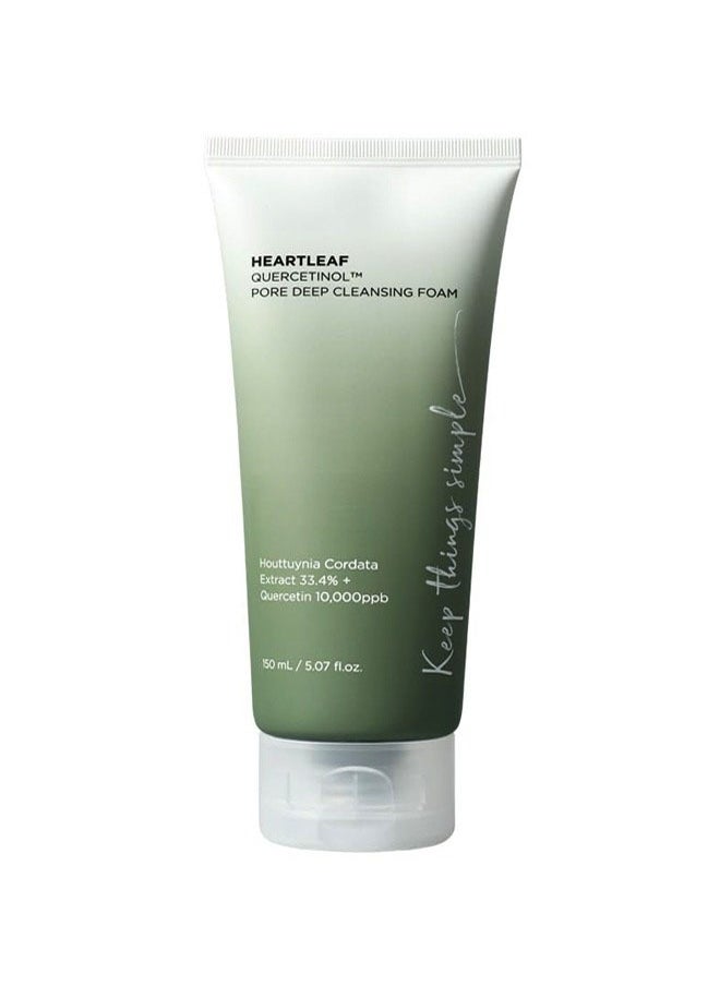 JS Heartleaf Quercetinol Pore Deep Cleansing Foam, Quercetinol Pore Deep Facial Cleanser, Heartleaf Extract and Quercetinol Helps Soothe After Cleansing, Gently Cleanse Away Sebum and Impurities  - Image 1