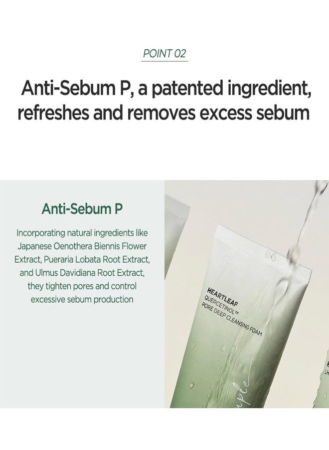 JS Heartleaf Quercetinol Pore Deep Cleansing Foam, Quercetinol Pore Deep Facial Cleanser, Heartleaf Extract and Quercetinol Helps Soothe After Cleansing, Gently Cleanse Away Sebum and Impurities  - Image 5