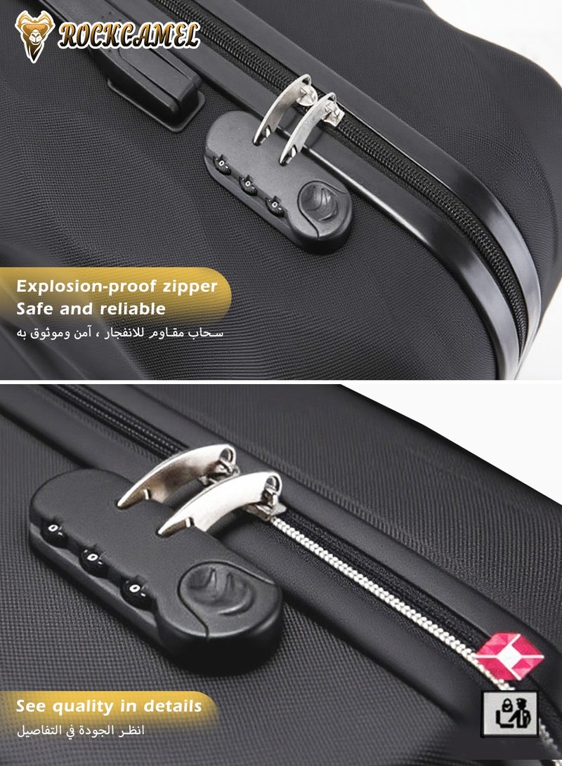 ROCKCAMEL Travel Luggage With Durable Wheels, ABS Hard Shell Checked Suitcase, Unisex Lightweight Travel Bag, Carry-on Luggage (Black, 24 Inch) - Image 4