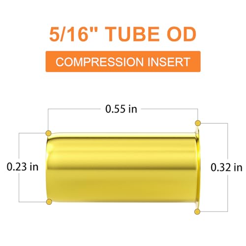 GASHER 100PCS Brass Compression Fitting Brass Compression Insert Tube Support 516 Tube OD - Image 3