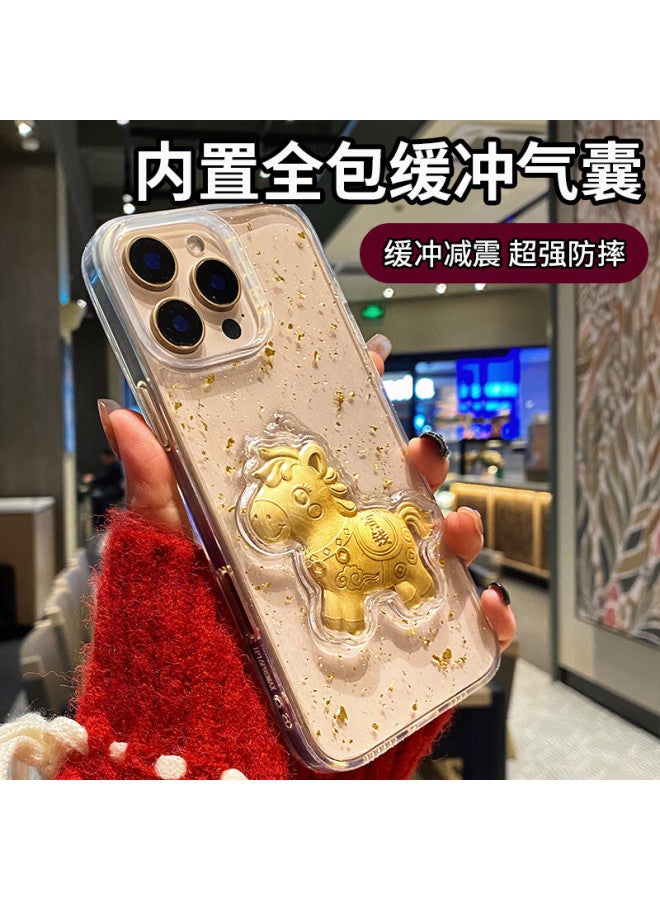 Gurrs New Year Limited Edition Transparent Full-cover Shockproof Creative Chinese Style Gold Foil Iphone 16 Pro Max Case