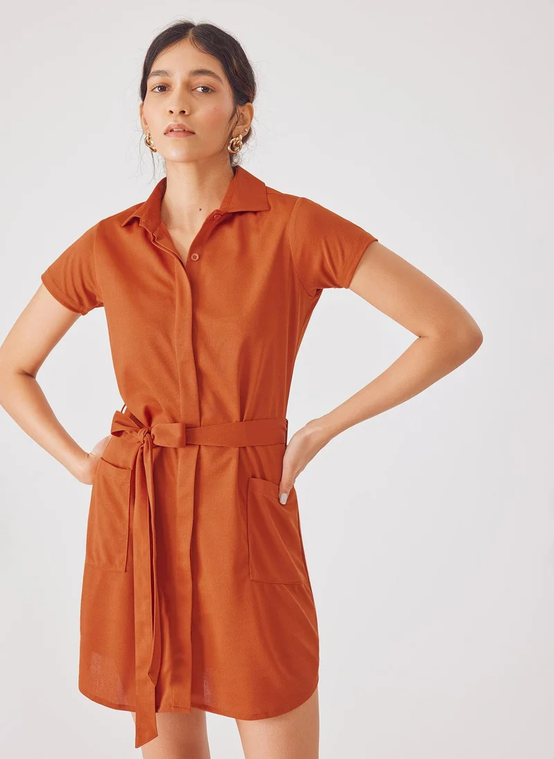 The Label Life The Label Life Women's Belted Utility Dress - Burnt Orange