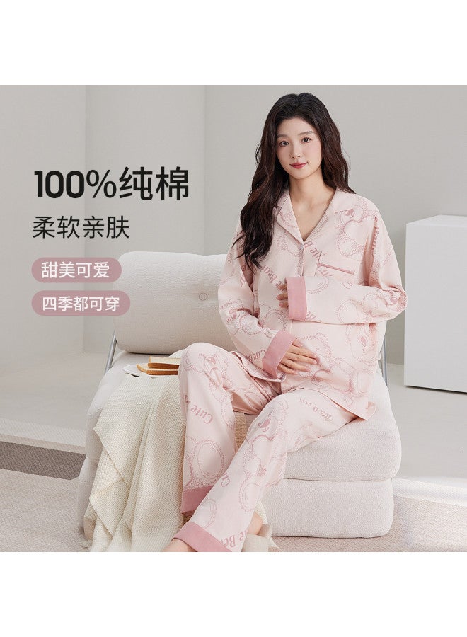 Nordon 100% Pure Cotton Maternity Pajamas, Summer Lightweight Soft Long Sleeve & Pants Set, Nursing Sleepwear For Pregnancy And Postpartum Breastfeeding - Image 4