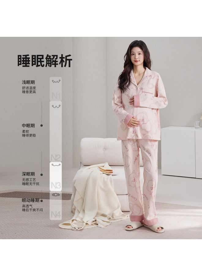 Nordon 100% Pure Cotton Maternity Pajamas, Summer Lightweight Soft Long Sleeve & Pants Set, Nursing Sleepwear For Pregnancy And Postpartum Breastfeeding - Image 5