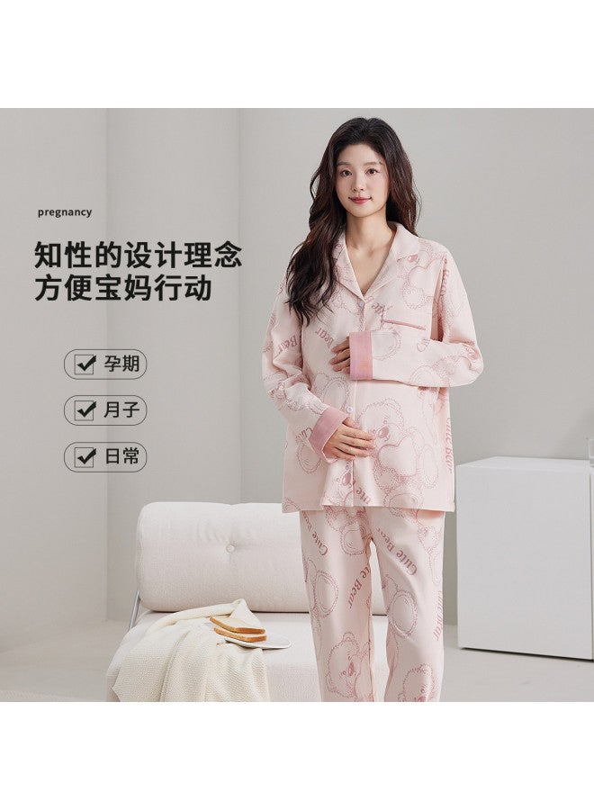 Nordon 100% Pure Cotton Maternity Pajamas, Summer Lightweight Soft Long Sleeve & Pants Set, Nursing Sleepwear For Pregnancy And Postpartum Breastfeeding - Image 3