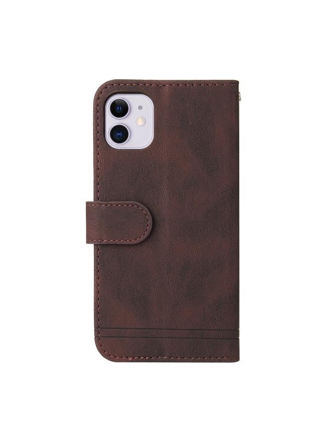 Zaboon Case For iPhone 11 Skin Feel Life Tree Metal Button Horizontal Flip Leather Case with Holder & Card Slot & Wallet & Photo Frame & Strap - Image 3