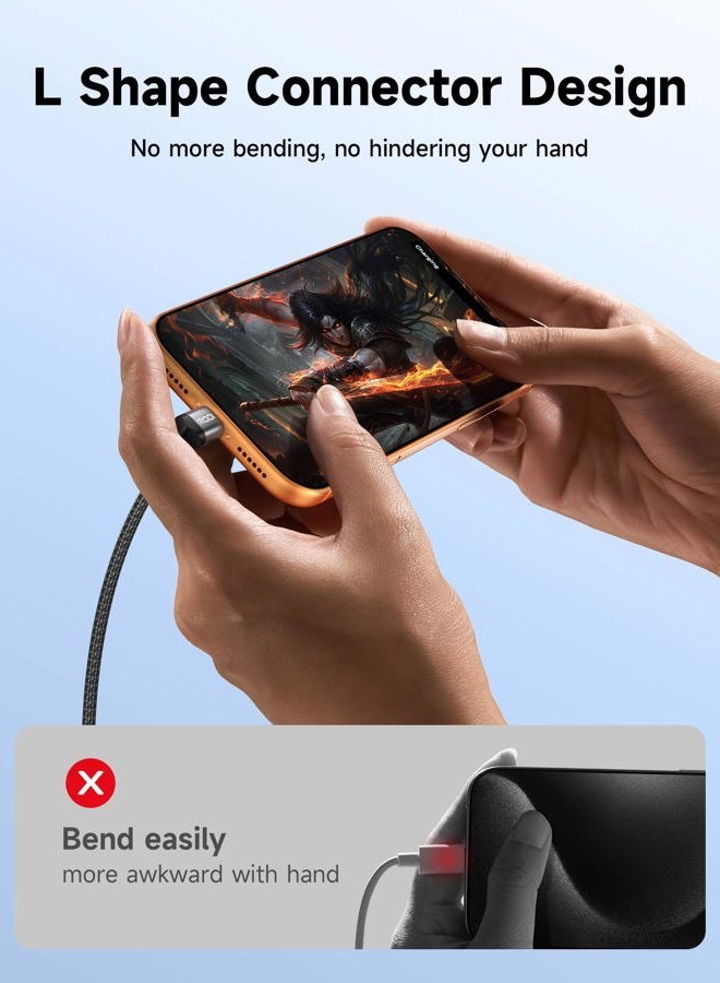 jsaux USB C to USB C Cable Right Angle, Type C Cable 3M 100W, C to C Cord Fast Charging Compatible with ROG Ally, Steam Deck, Switch, iPhone Air/iPhone 17/17 Pro Max16 15, Samsung S24 S23, iPad - Image 3