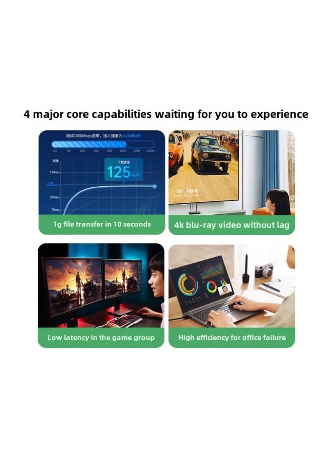 Generic Green Networking Cable Household Engineering Six Types Of Finished Network Cable Black RJ45 Connector Shielding Rubber Shell Gigabit Network Speed-Color:Nw102-category 6 Gigabit Black Round Cable-Line Length:12m  - Image 3