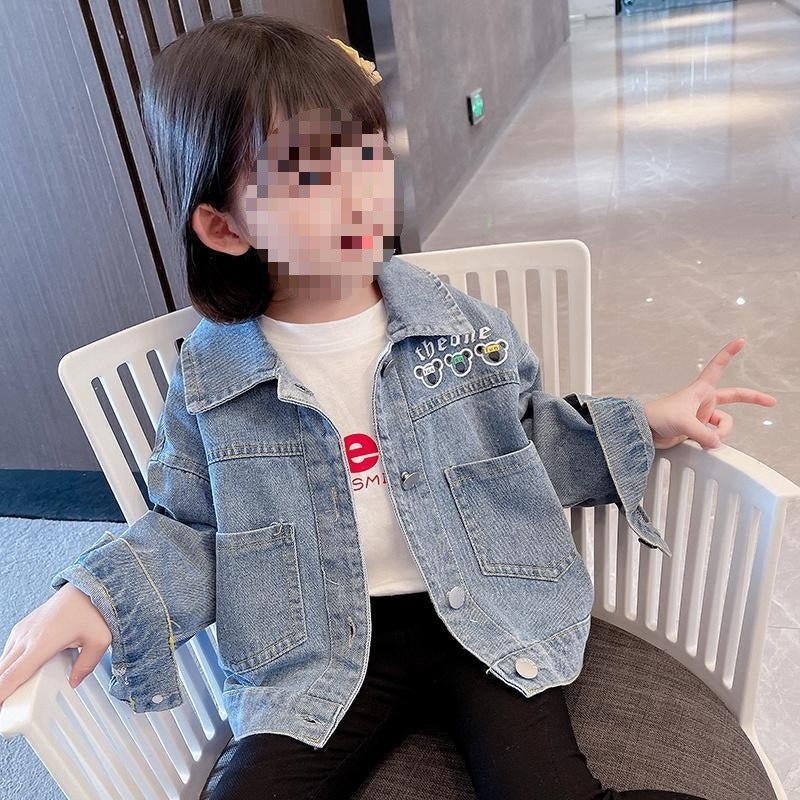 Girls' Denim Coat 2023 New Baby Girl Fashionable Children'S Wear Western Style Casual Top - Image 1