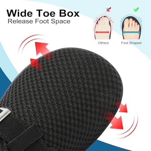 JOINFREE Womens Wide Slippers Adjustable Diabetic Mules Slip on House Slipper Breathable Barefoot Walking Shoes for Extra Wide Width Arthritis Edema Swollen Elderly Black Size 9 - Image 3