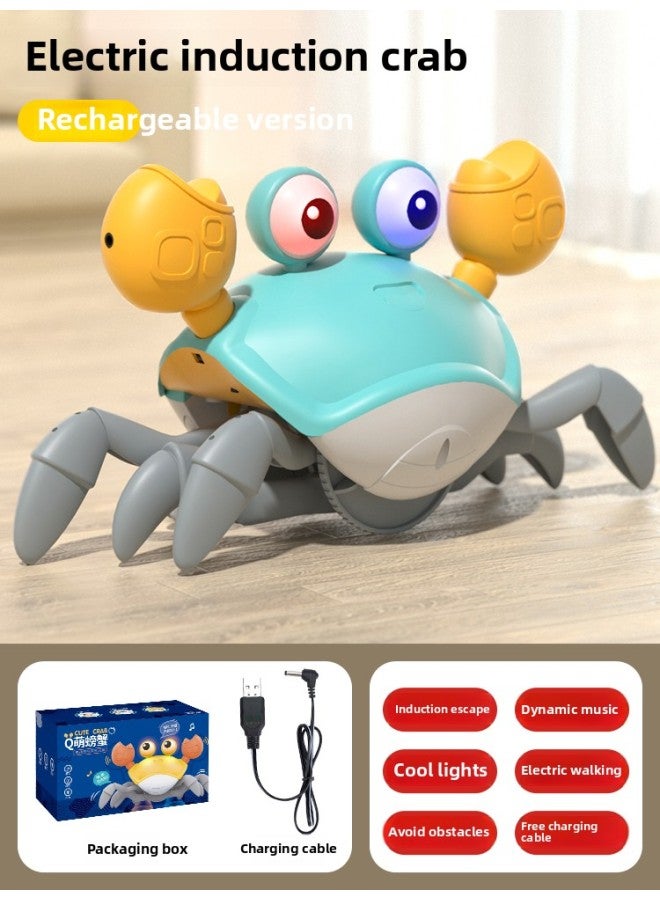 Crab Electric Toys That Can Climb And Move, Sense And Escape 1-2-year-old Babies Attract Babies, Boys And Girls.-Color:Deep Sea Blue☆Gift Box 【rechargeable Model】 Electric Sensor/with Light And Music-Scale:Official Standard - Image 1