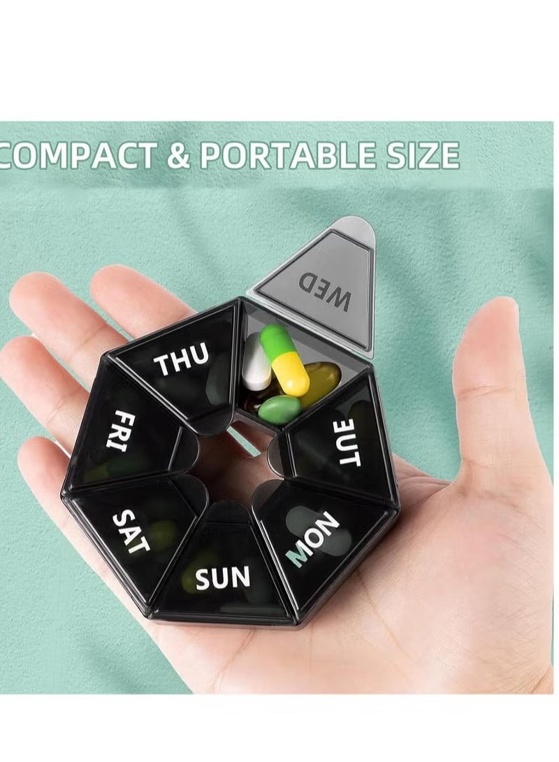 general 2-Pack Weekly Pill Organizer Portable Pill Organizer With 7 Compartments Compact Medication Rack Travel Pill Box For Vitamins Medications Fish Oil And Supplements - Image 2