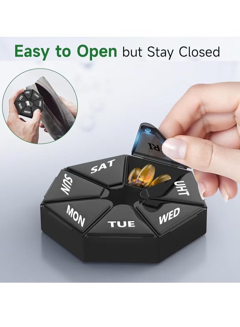 general 2-Pack Weekly Pill Organizer Portable Pill Organizer With 7 Compartments Compact Medication Rack Travel Pill Box For Vitamins Medications Fish Oil And Supplements - Image 5