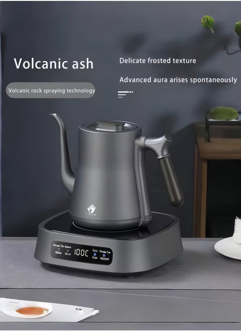 nihao - غلاية متعددة الوظائف برقبة بطة V60 ، غلاية قهوة ، تعبئة تلقائية للماء ، نظام ضاغط قاع أوتوماتيكي للغليان السريع ، إبريق قهوة وإبريق شاي ، 1000 مل ، 1350 واط التحكم في درجة الحرارة بعجلة عالية الطاقة مع شاشة رقمية LED لضبط درجة الحرارة والعزل التلقائي ، مادة فولاذ مقاوم للصدأ 304 ، مناسبة للاستخدام المنزلي والمكتبي - رمادي داكن - Image 1
