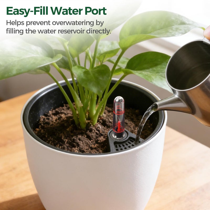 T4U Self Watering Pots for Indoor Plants, 7 Inch Self Watering Planters with Water Level Indicator, Bottom Watering African Violet Pots for Beginners & Busy Plant Owners, BPA-Free (2 Pack, White) - Image 5