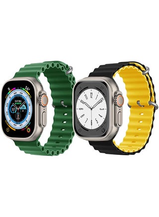 Silicone Ocean Band Strap for Apple Watch Ultra 8 49mm Green Single Color Strap with Black/Yellow Double Side Strap Set of 2 - pzsku/Z994A0C8DE649A4C53874Z/45/_/1694461022/95568aae-48eb-49f8-a78b-d3d498c3fd76