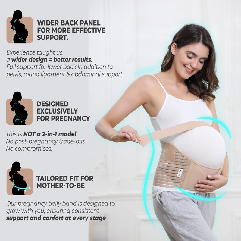 NeoTech Care Pregnancy Belly Band Maternity Belt, Back/Abdomen/Waist/Pelvis Support (Size M, Beige Color) - Image 3