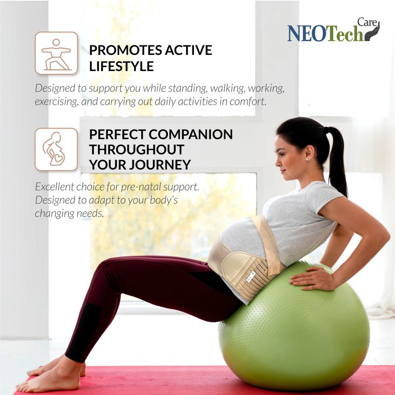 NeoTech Care Pregnancy Belly Band Maternity Belt, Back/Abdomen/Waist/Pelvis Support (Size M, Beige Color) - Image 4
