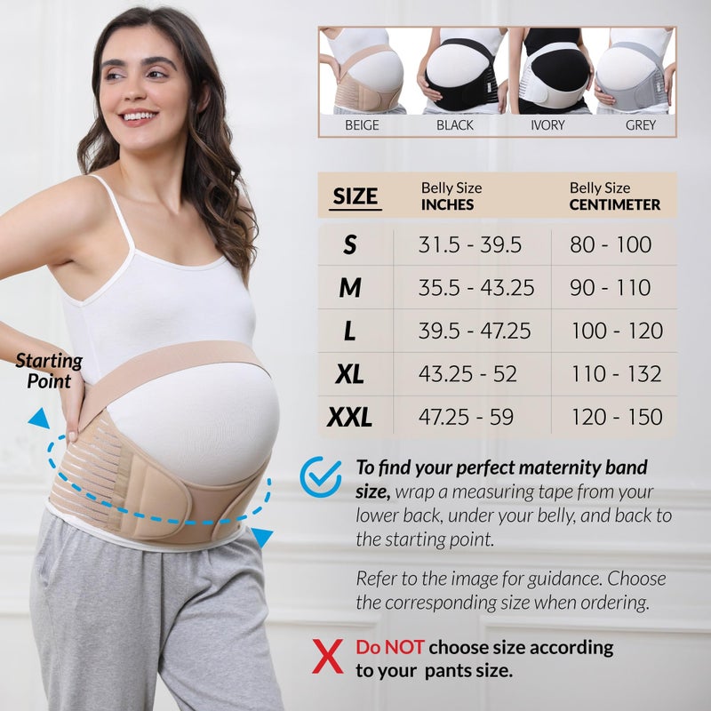 NeoTech Care Pregnancy Belly Band Maternity Belt, Back/Abdomen/Waist/Pelvis Support (Size M, Beige Color) - Image 2