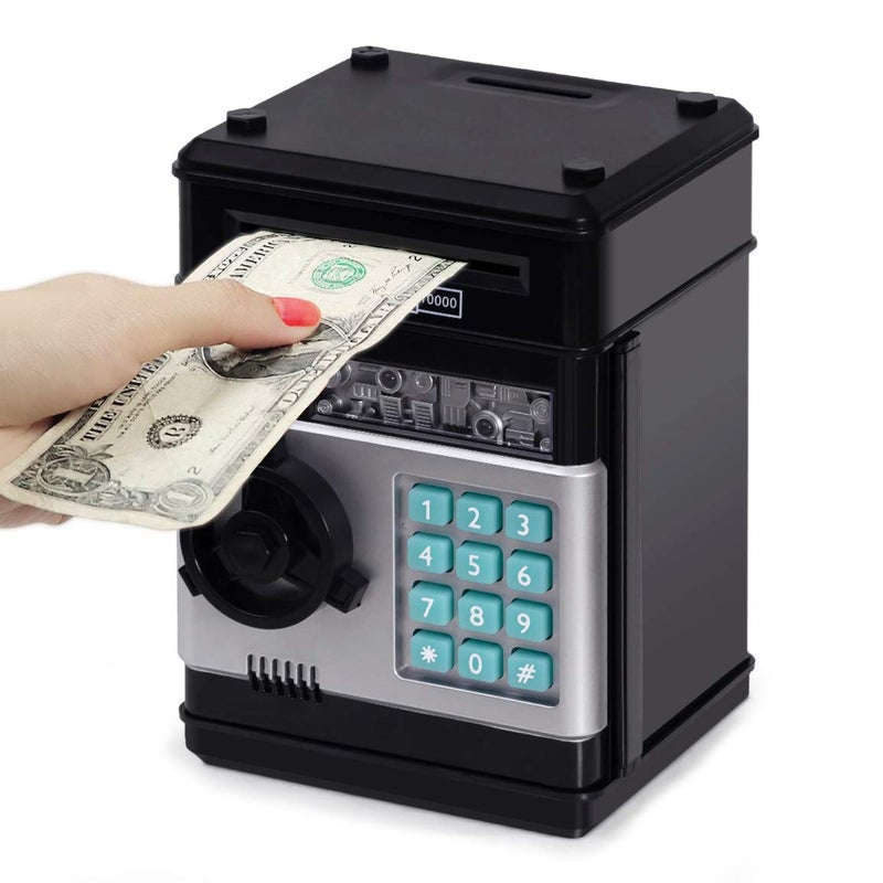 Refasy Kids Toys for Boys Girls Age 3-5,Electronic Piggy Banks for Kids Money Savings Box Toys Mini ATM Coin Bank for Children Best Birthday Xmas Gifts Cash Coin Can for Kid 8-12 Year Old Black - Image 1