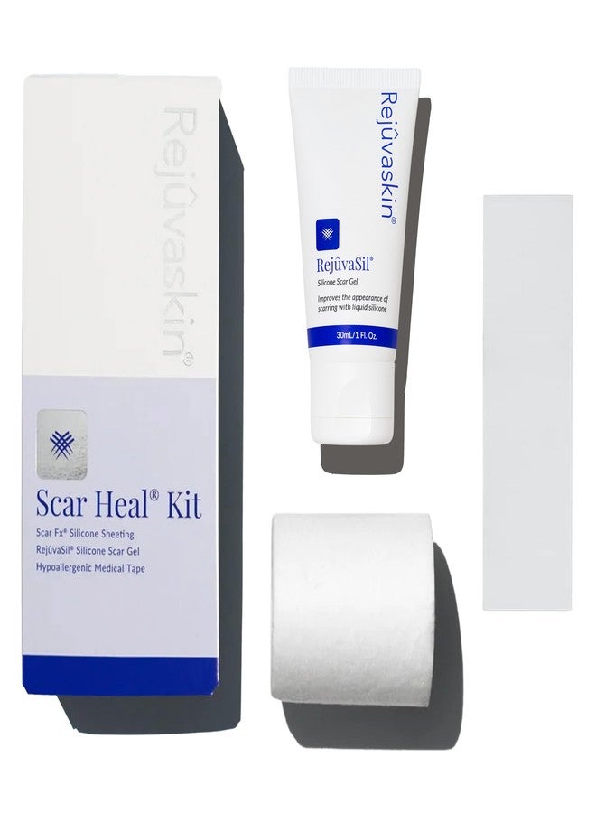 Rejuvaskin Scar Heal Kit for Small to Medium Scars, Soften, Flatten, Reduce and Recover, Silicone Sheeting, RejuvaSil Gel & Medical Tape, 1.5" x 5" - Image 1