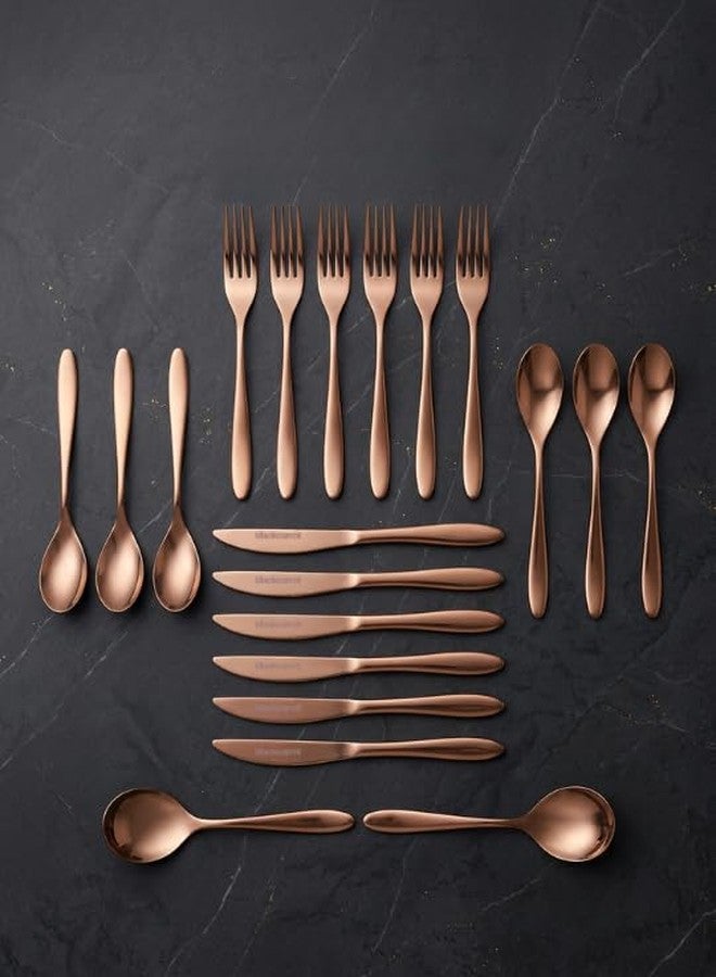 BlackCarrot 304 Grade Stainless Steel Rose Gold Finish Cutlery Set of 20 - Image 1